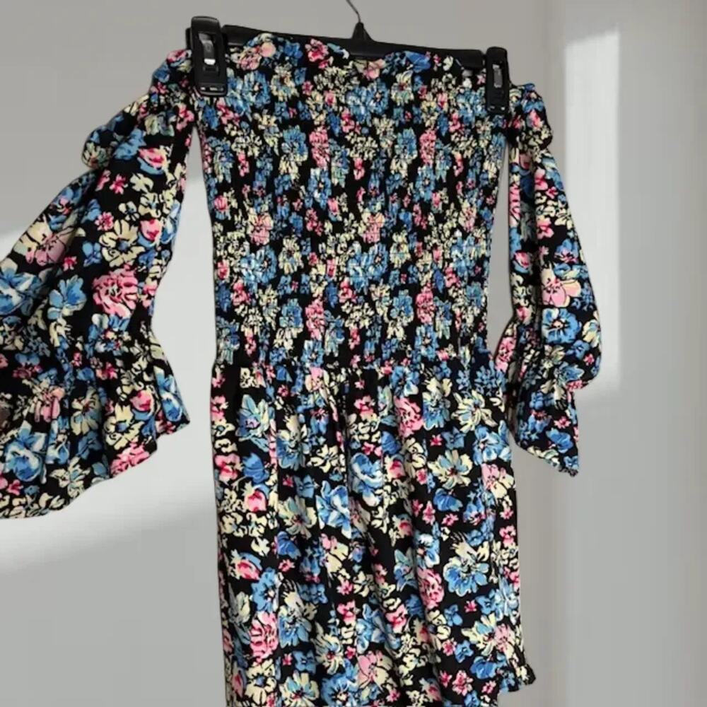 Off-Shoulder Smocked Floral Dress(Youth Medium / 6–7)